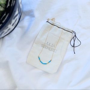 Teal and Gold Morse Code Love Necklace